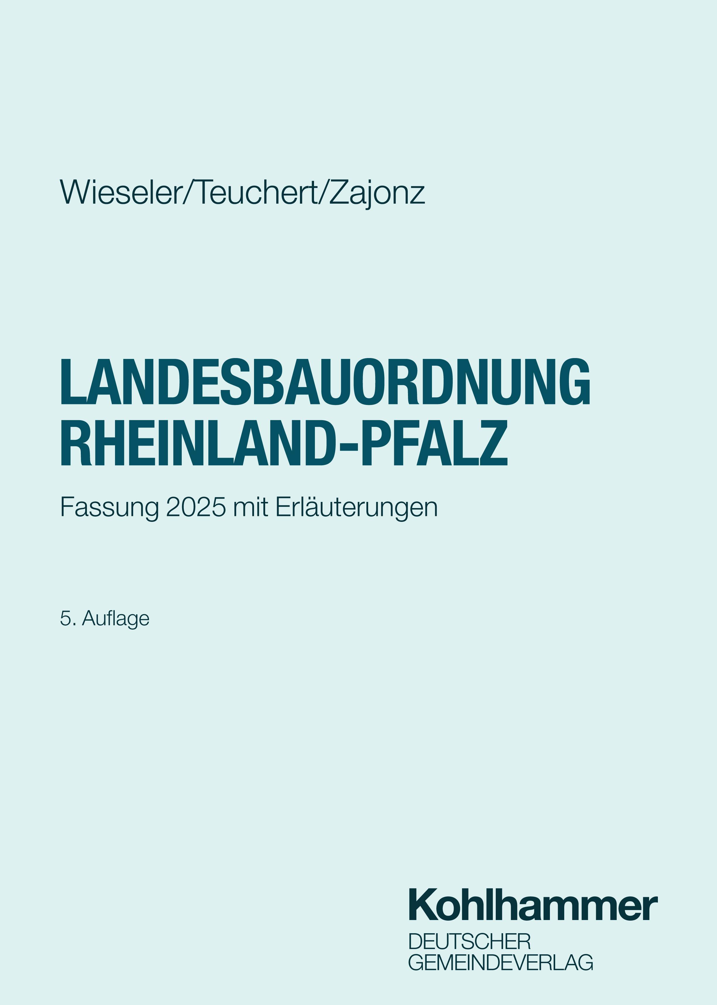 Vorderes Coverbild Landesbauordnung Rheinland-Pfalz
