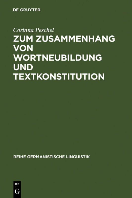Vorderes Coverbild Zum Zusammenhang von Wortneubildung und Textkonstitution