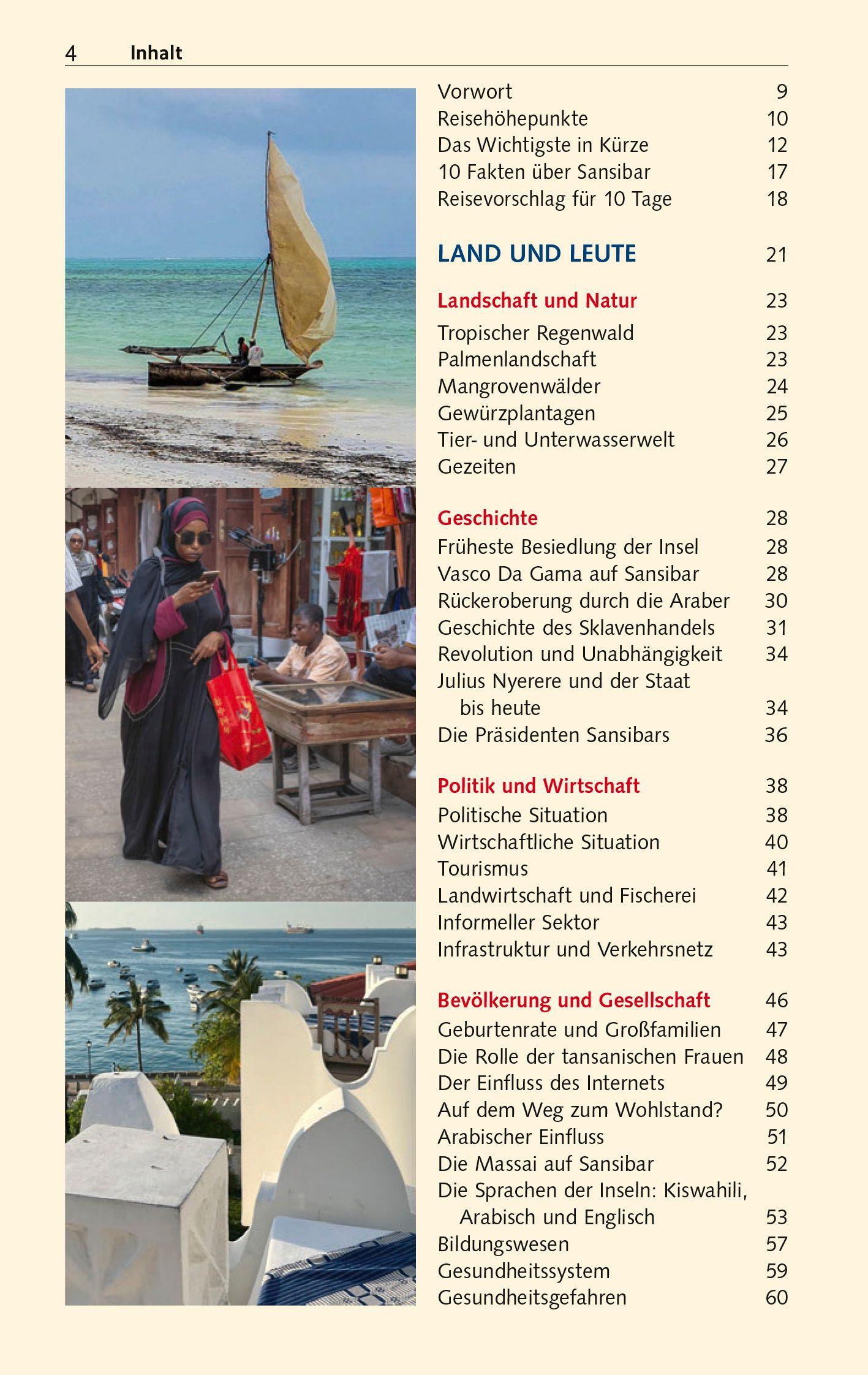 Beispielinhalt (Bild) TRESCHER Reiseführer Sansibar