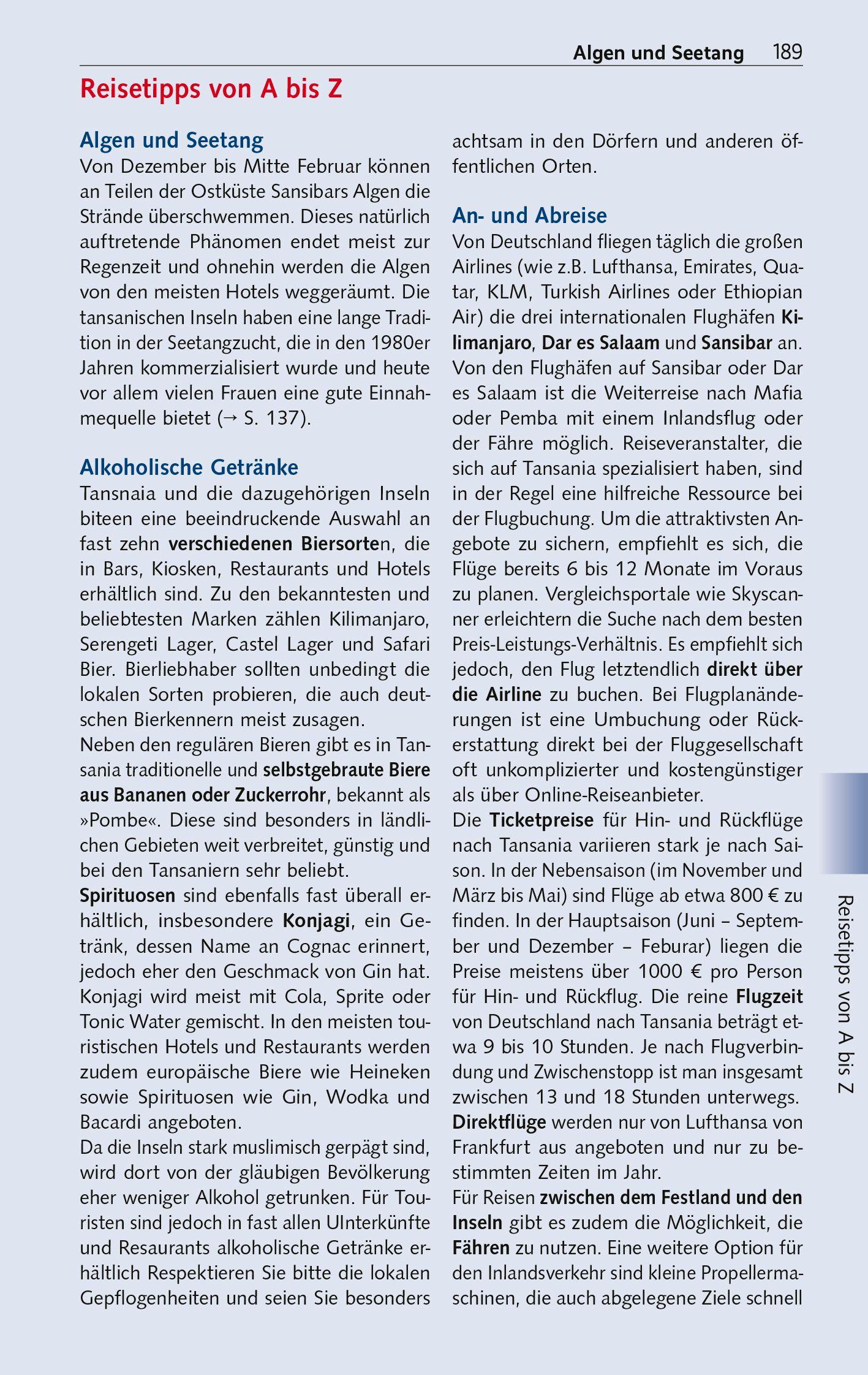 Beispielinhalt (Bild) TRESCHER Reiseführer Sansibar