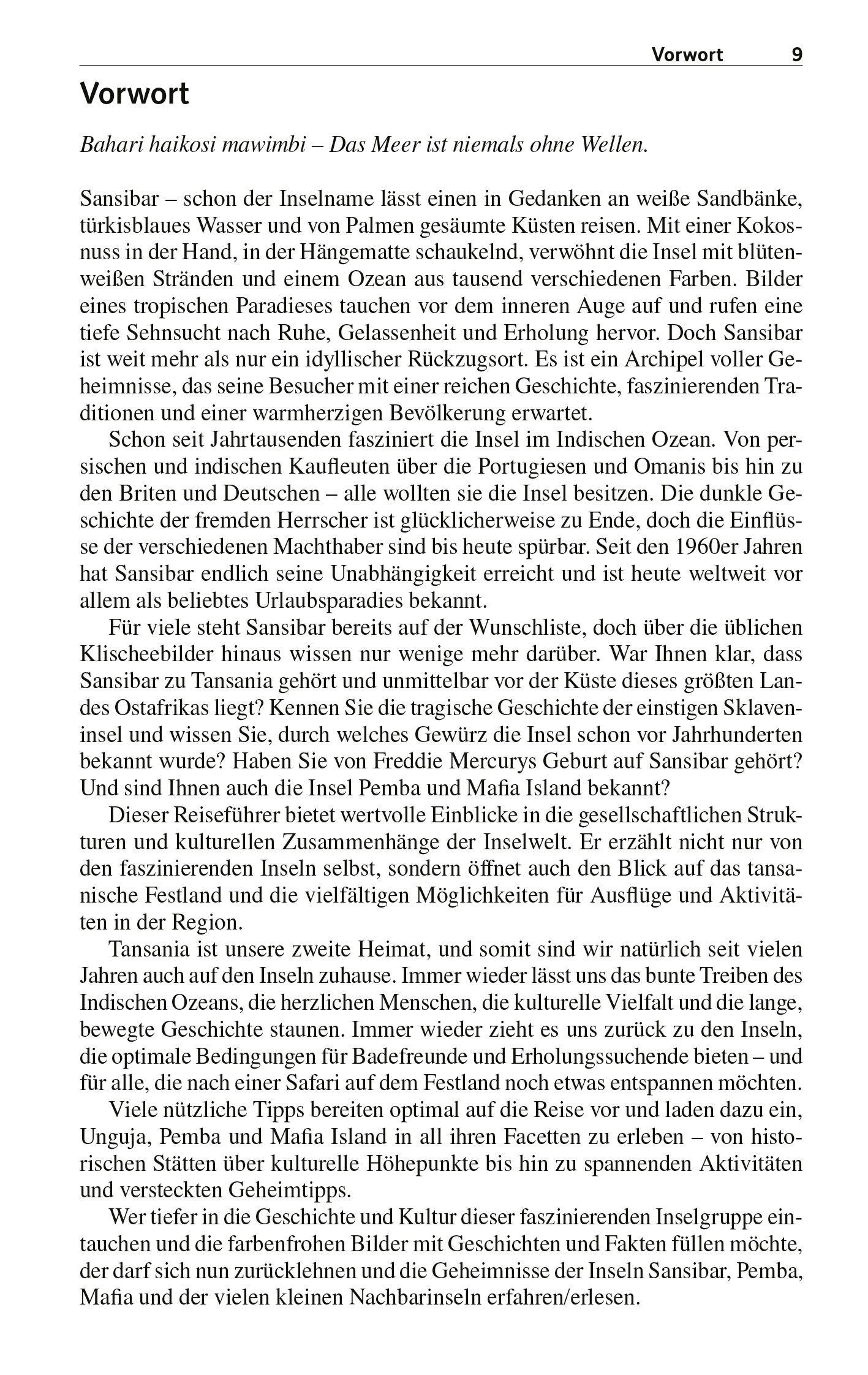 Beispielinhalt (Bild) TRESCHER Reiseführer Sansibar
