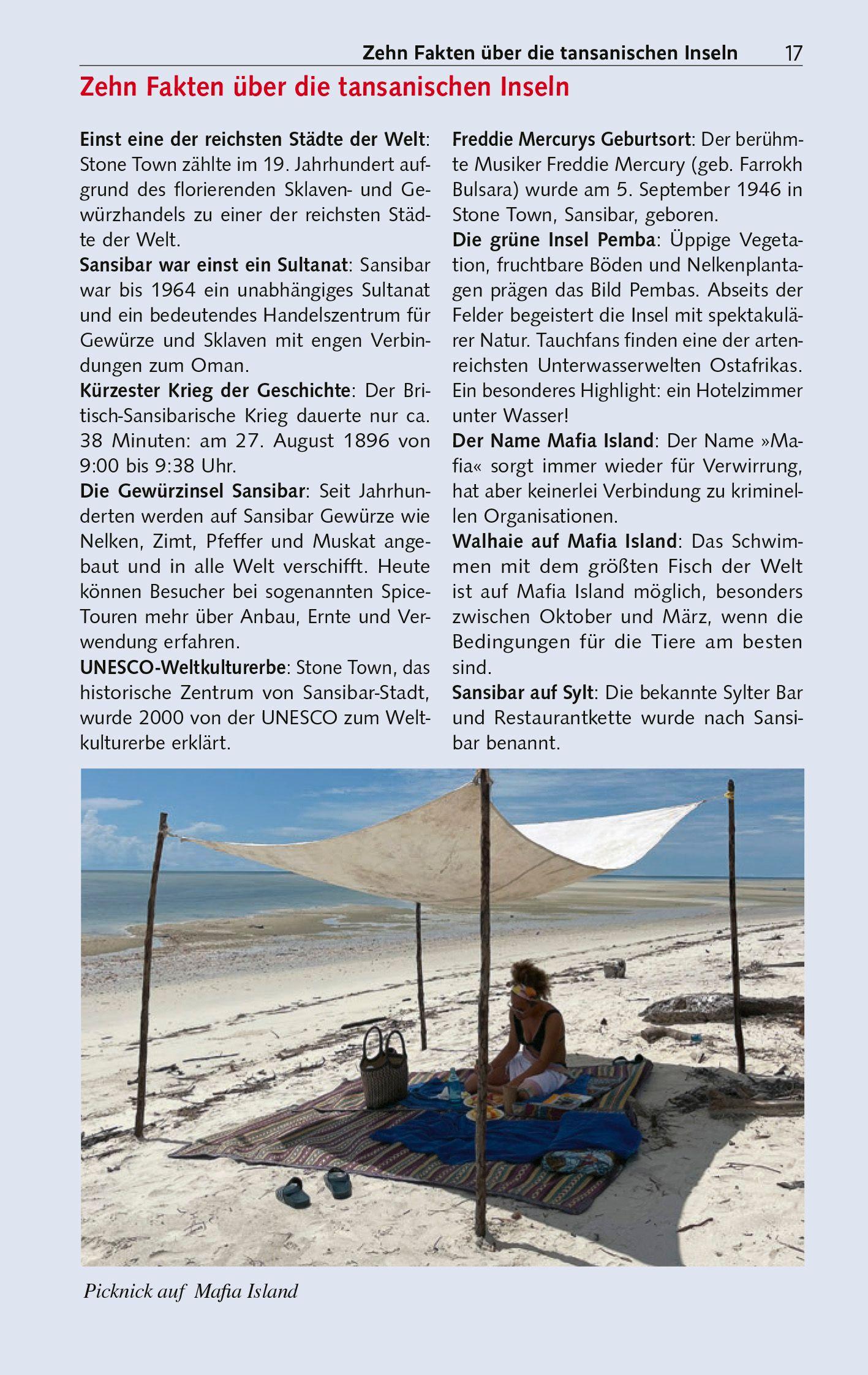 Beispielinhalt (Bild) TRESCHER Reiseführer Sansibar
