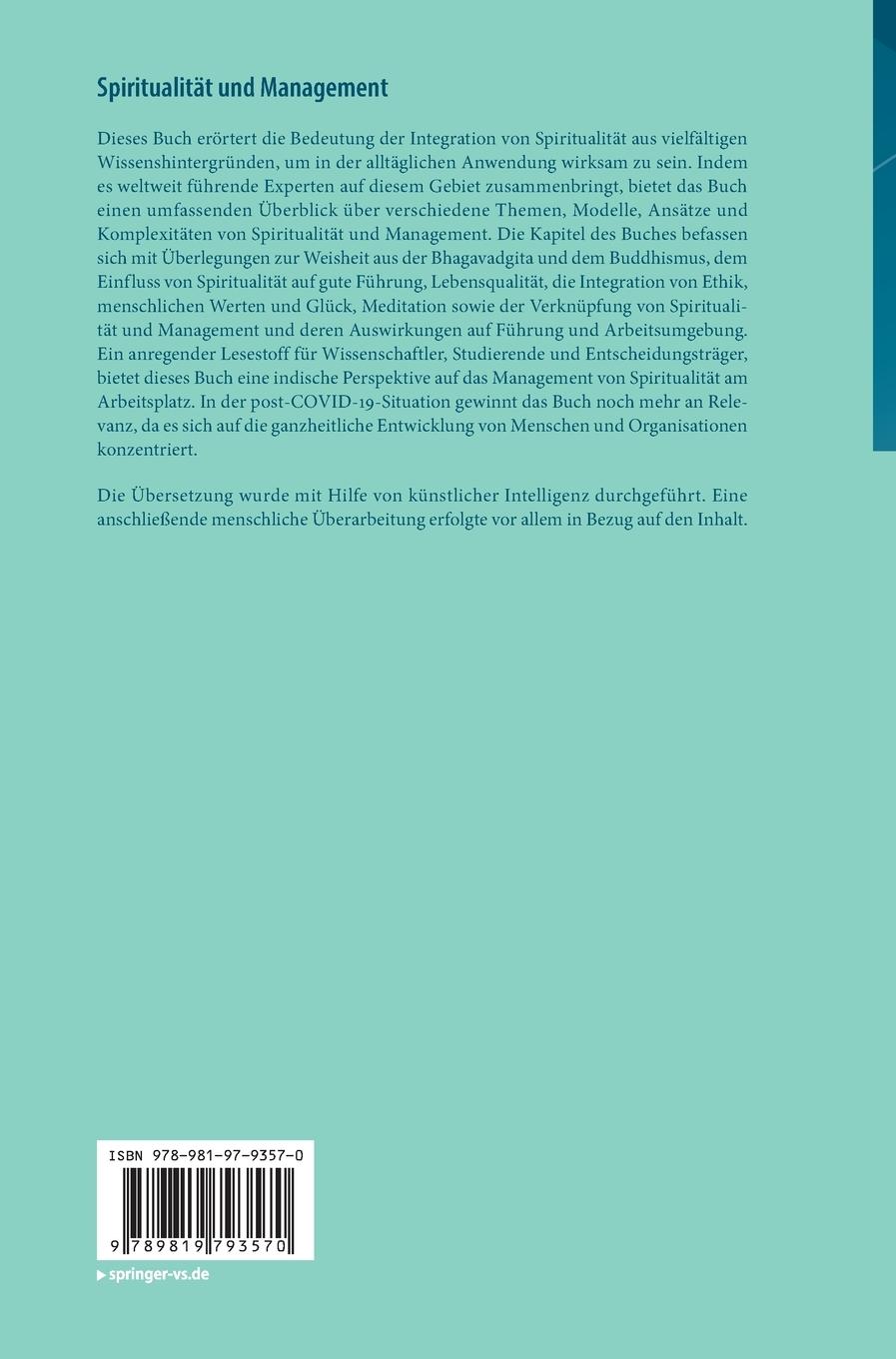 Rückseitencover Spiritualität und Management