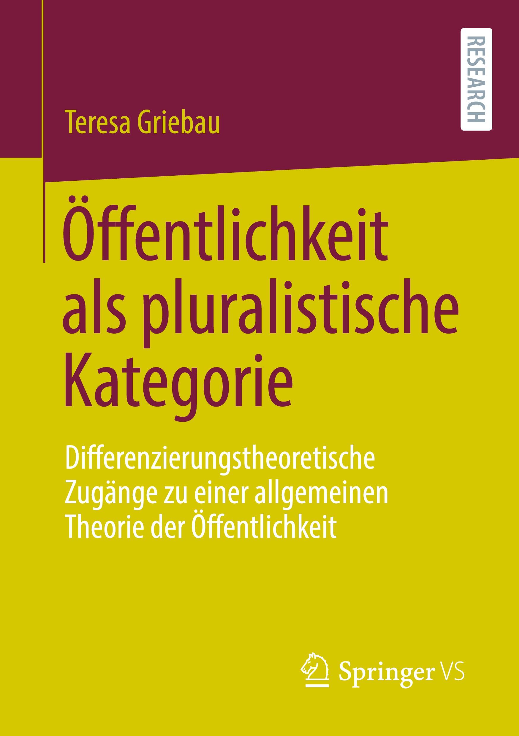 Vorderes Coverbild Öffentlichkeit als pluralistische Kategorie