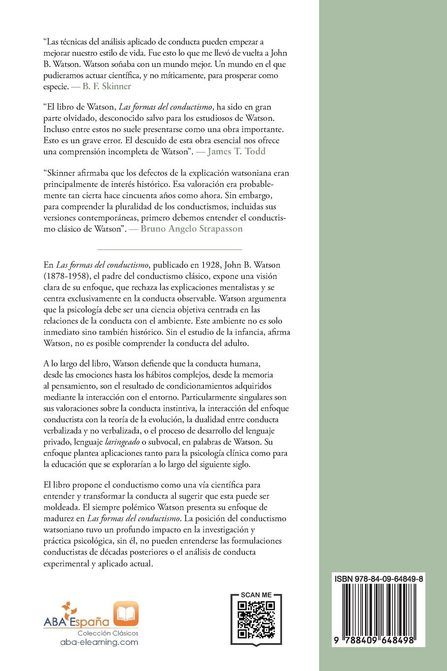 Rückseitencover Las Formas del Conductismo