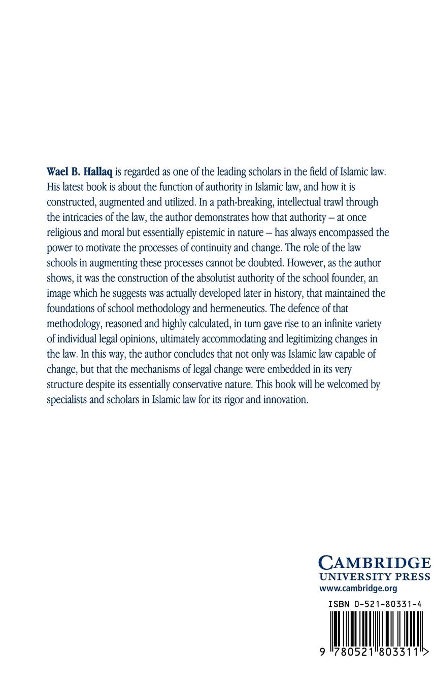 Rückseitencover Authority, Continuity and Change in Islamic Law
