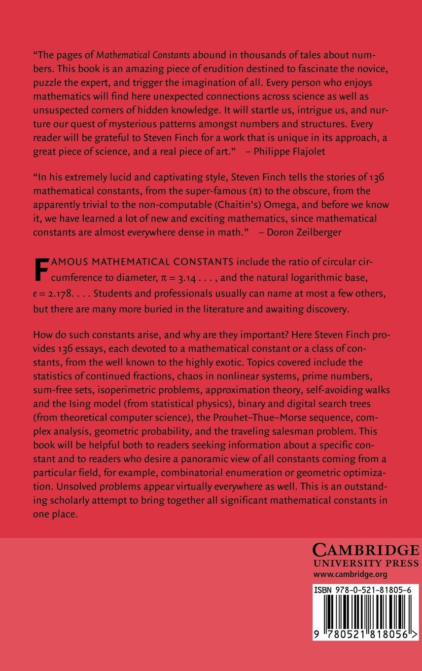 Rückseitencover Mathematical Constants