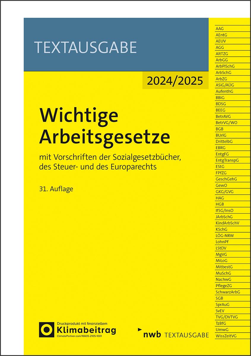 Vorderes Coverbild Wichtige Arbeitsgesetze