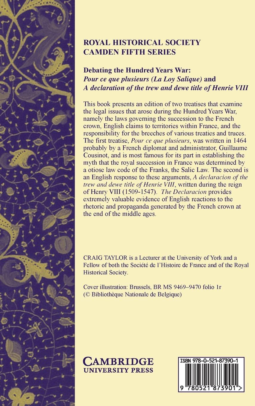 Rückseitencover Debating the Hundred Years War