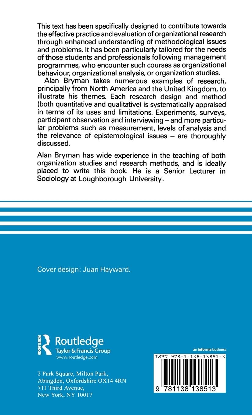 Rückseitencover Research Methods and Organization Studies