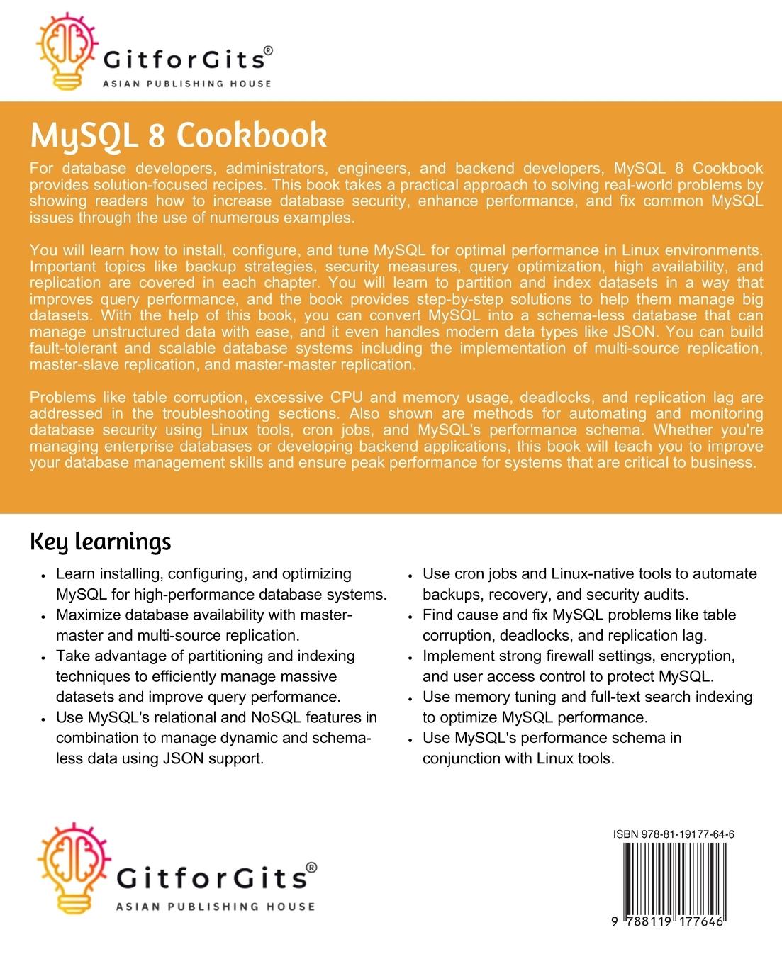 Rückseitencover MySQL 8 Cookbook