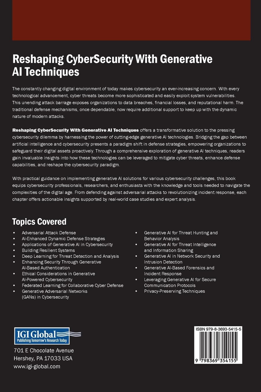 Rückseitencover Reshaping CyberSecurity With Generative AI Techniques