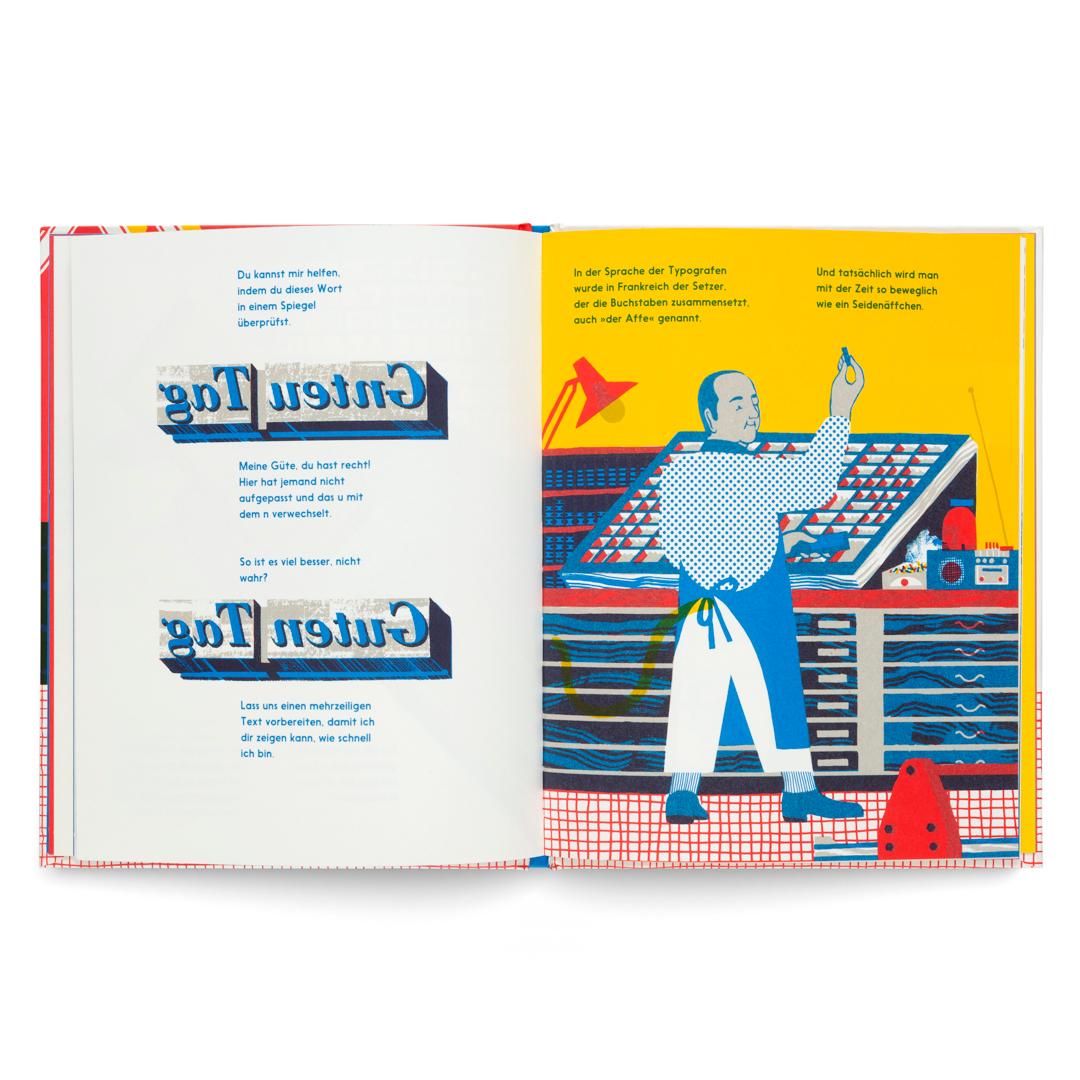 Beispielinhalt (Bild) Der Typograf - Willkommen in der Werkstatt des Typografen: Ein Bilderbuch für Kinder ab 6 Jahren über Buchdruck und Schriftkunst