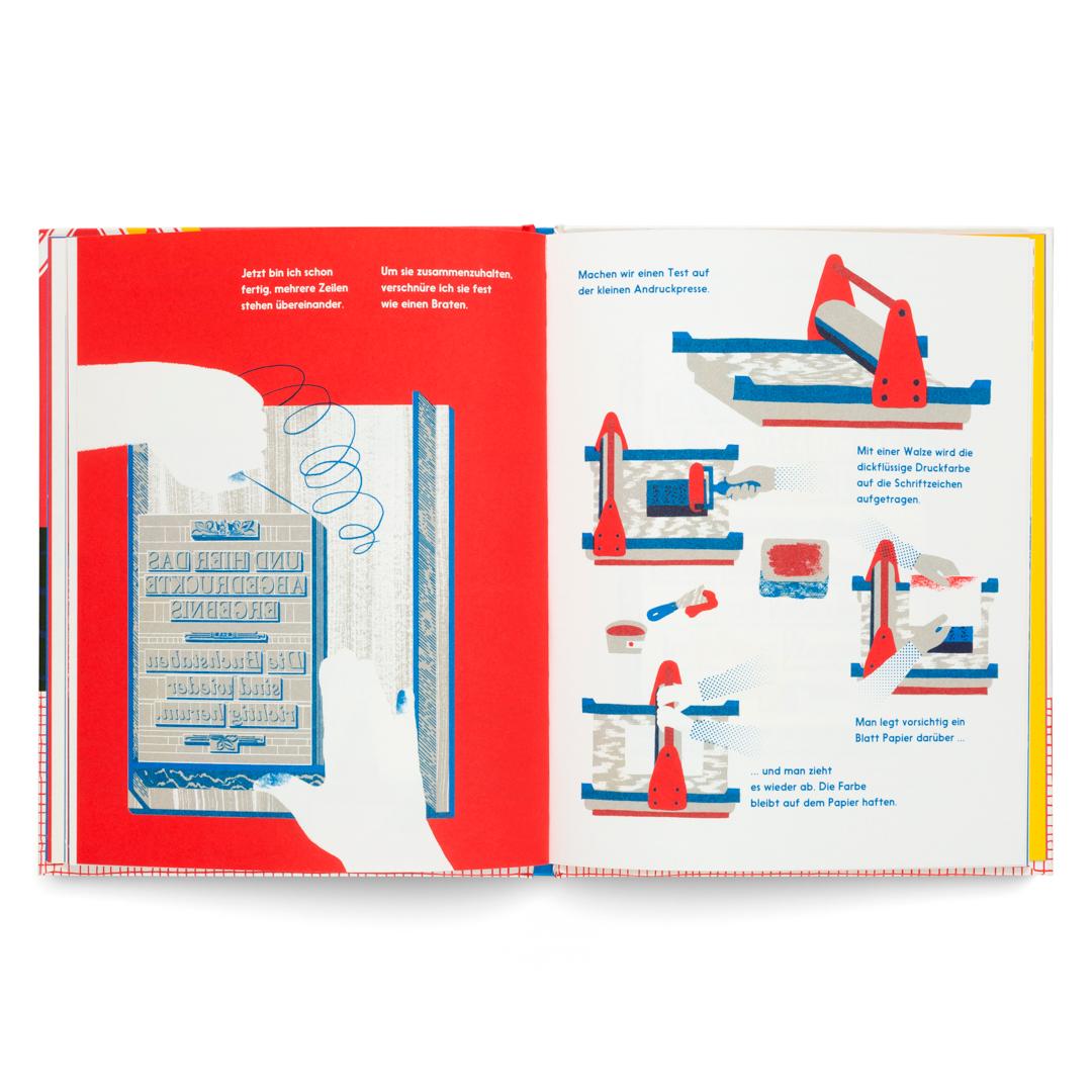 Beispielinhalt (Bild) Der Typograf - Willkommen in der Werkstatt des Typografen: Ein Bilderbuch für Kinder ab 6 Jahren über Buchdruck und Schriftkunst