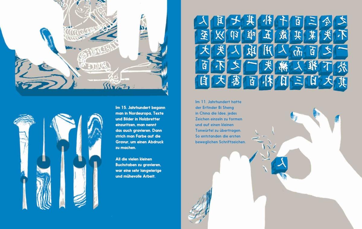 Beispielinhalt (Bild) Der Typograf - Willkommen in der Werkstatt des Typografen: Ein Bilderbuch für Kinder ab 6 Jahren über Buchdruck und Schriftkunst