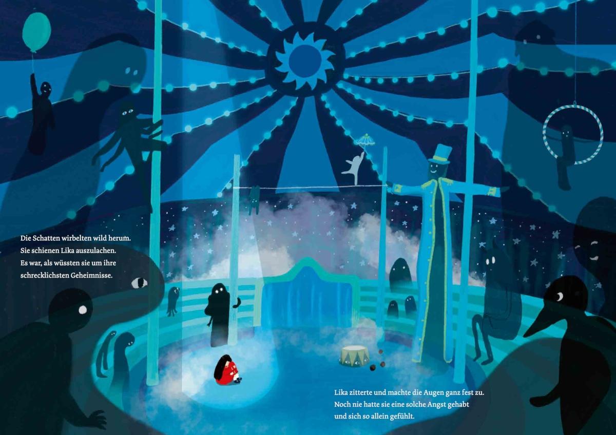 Beispielinhalt (Bild) Zirkus der Schatten - Ein magisches Bilderbuch über Gefühle, Angst und Mut für Kinder ab 4 Jahren