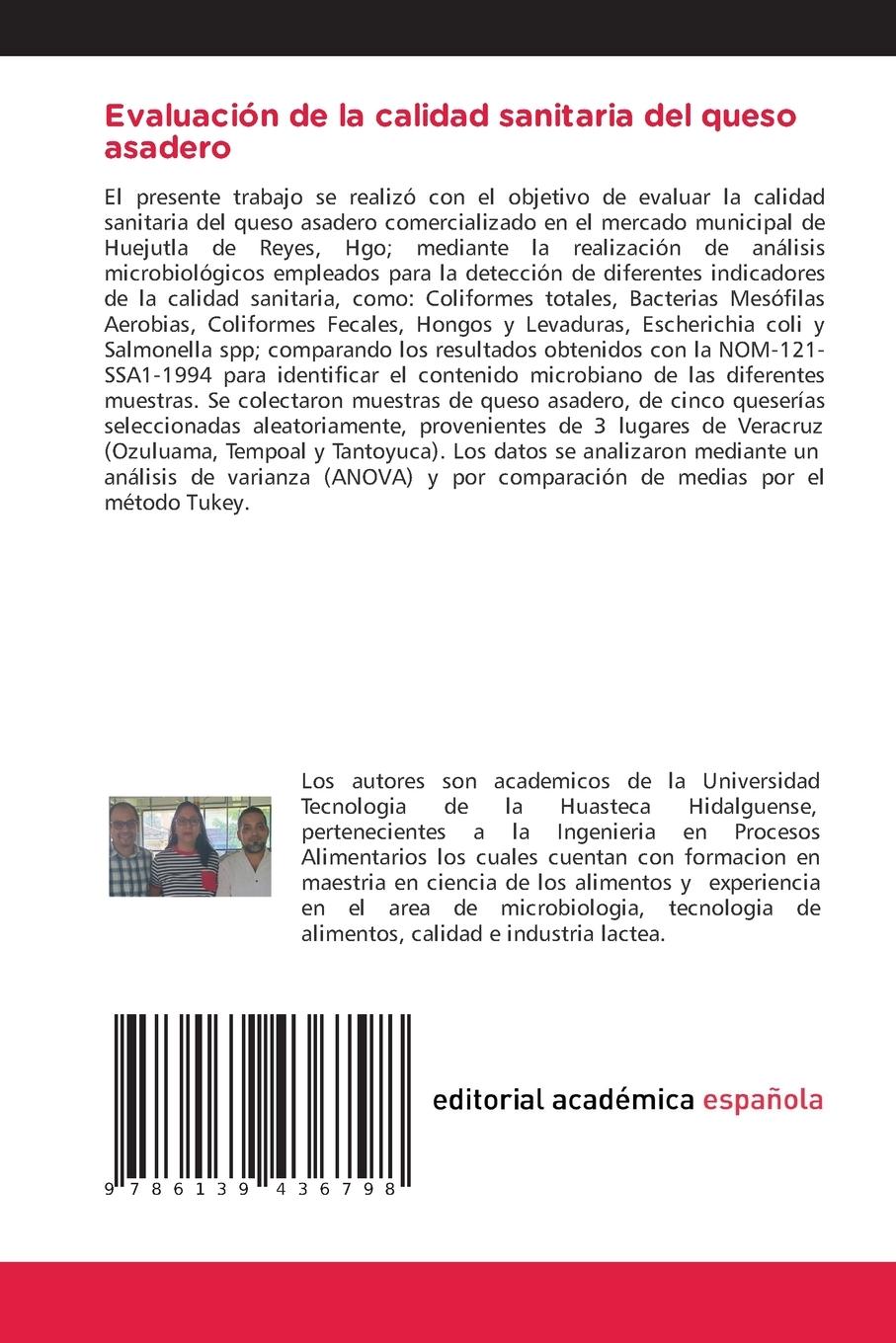 Rückseitencover Evaluación de la calidad sanitaria del queso asadero
