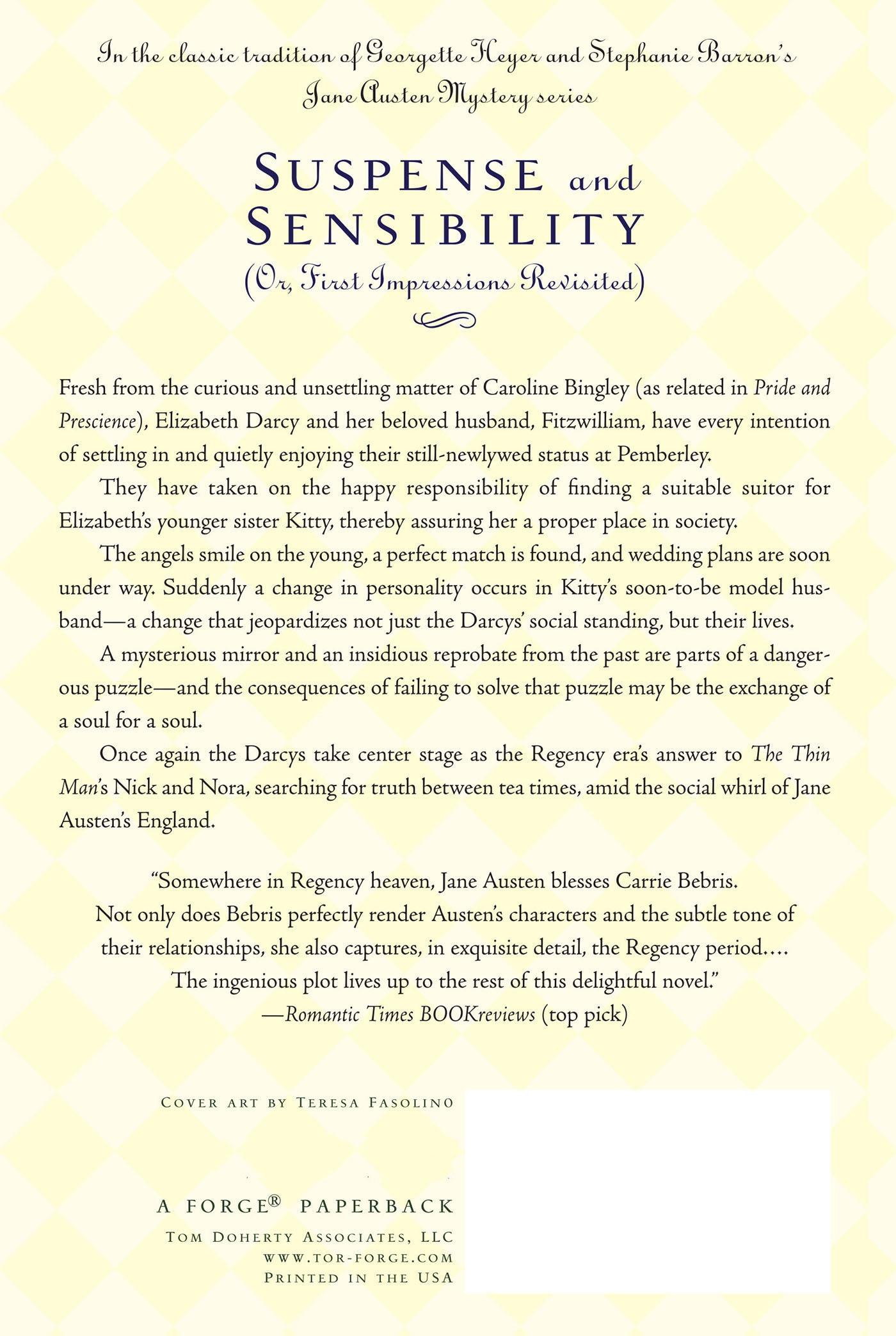 Rückseitencover Suspense and Sensibility