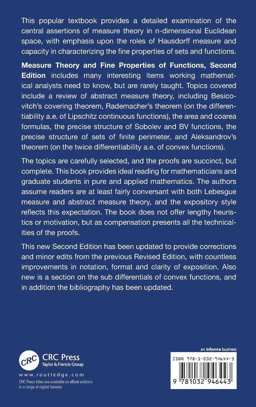Rückseitencover Measure Theory and Fine Properties of Functions