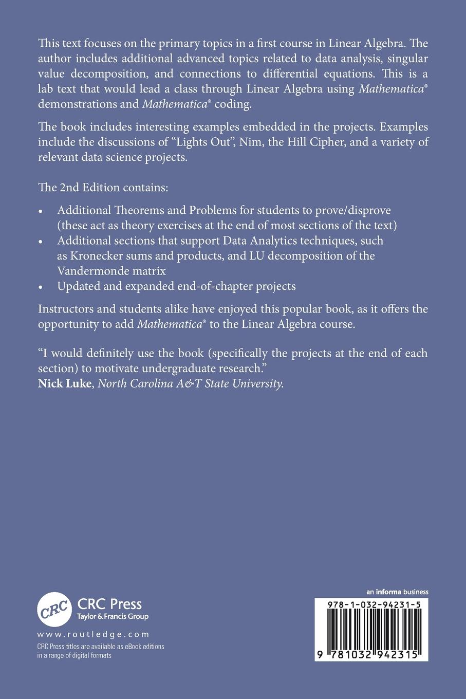 Rückseitencover Exploring Linear Algebra