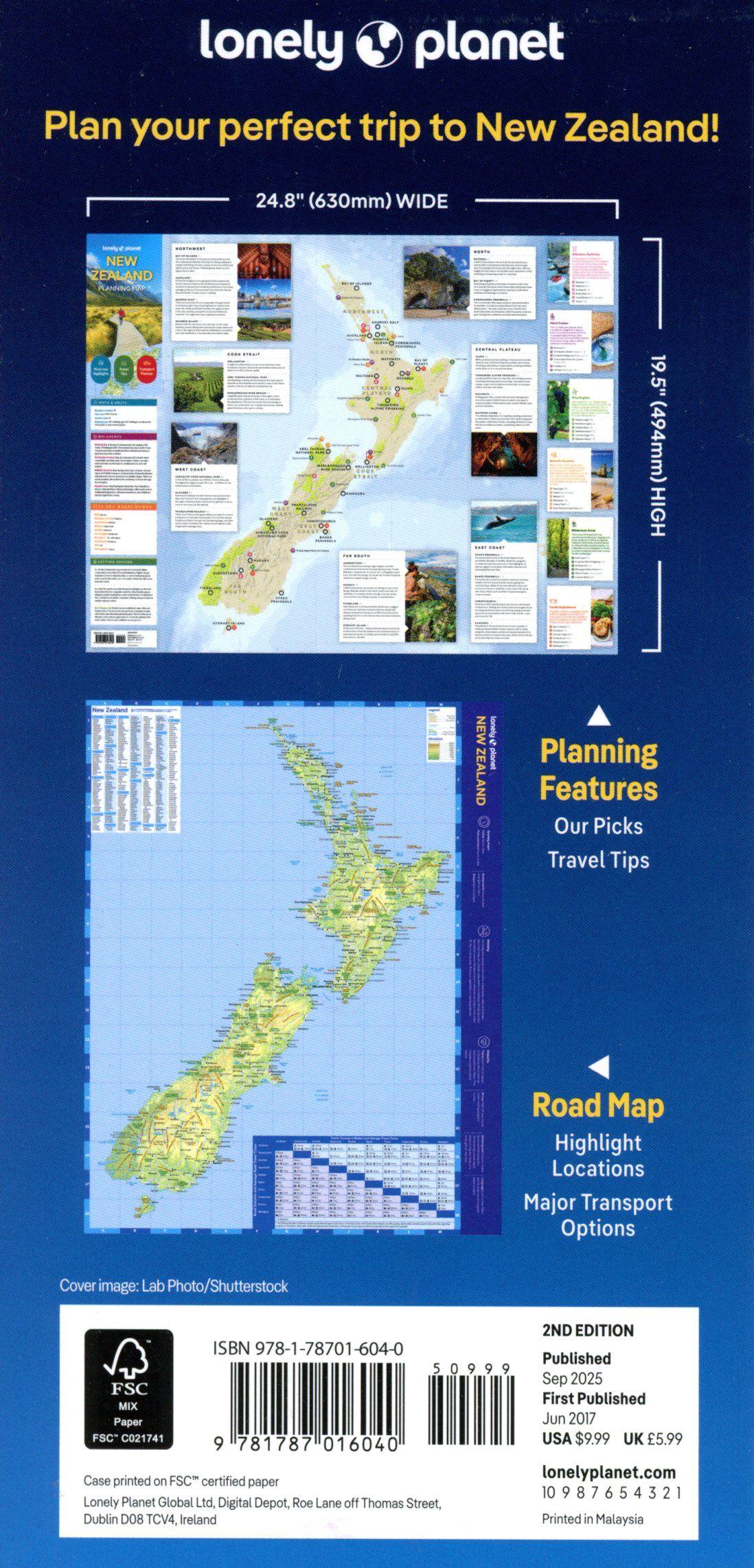 Beispielinhalt (Bild) Lonely Planet New Zealand Planning Map