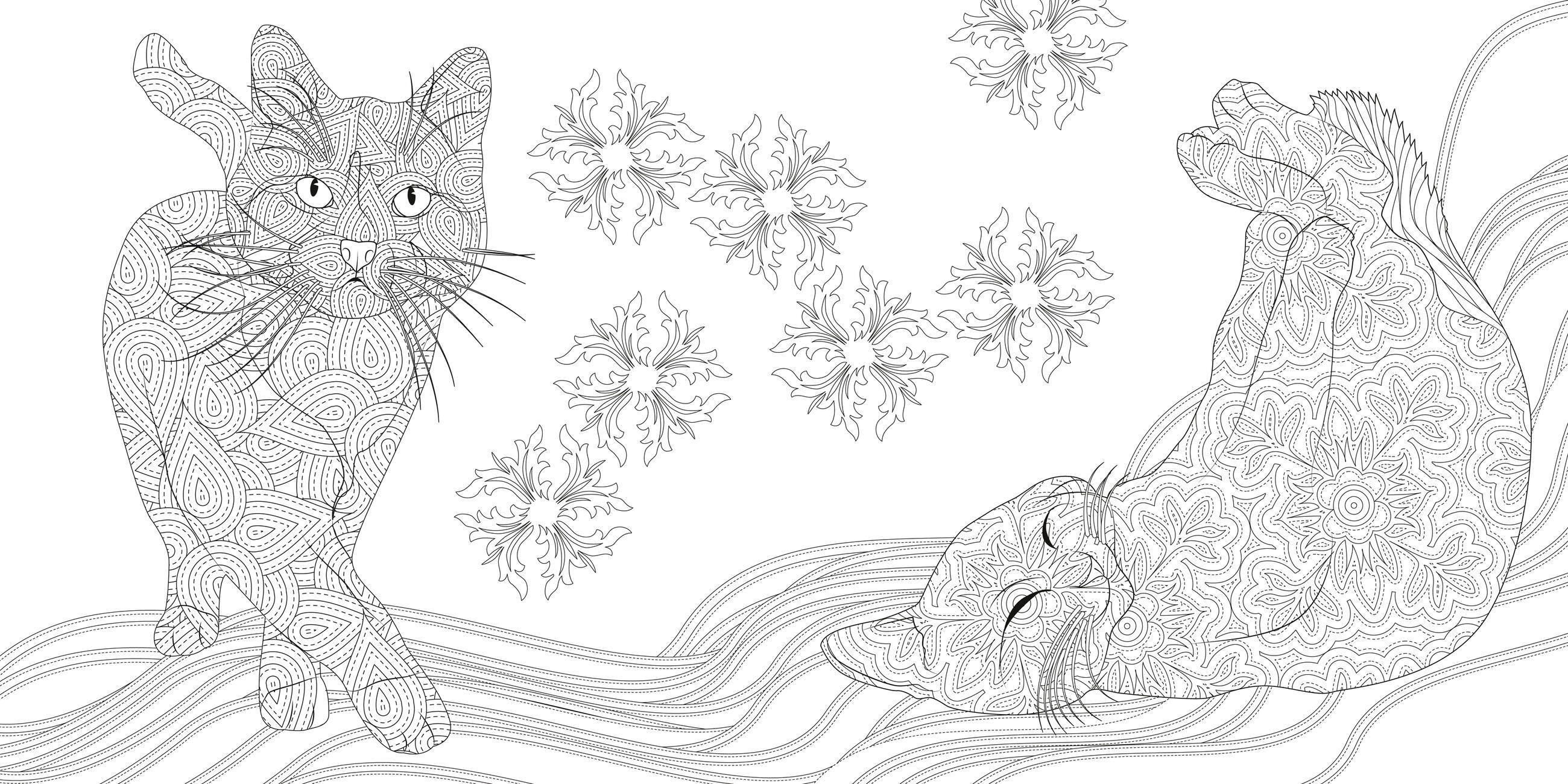 Beispielinhalt (Bild) Relaxing Cats Coloring Book