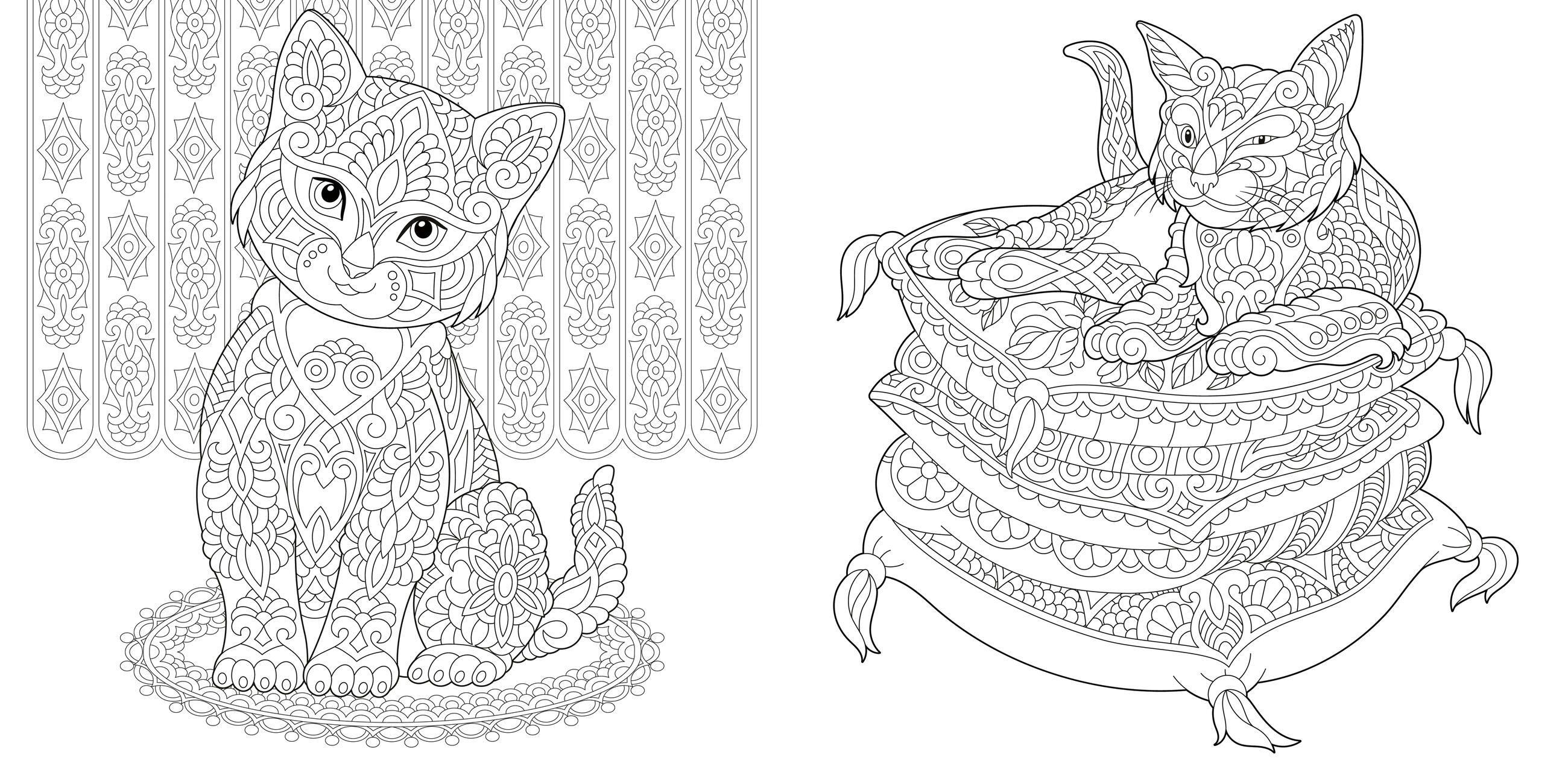 Beispielinhalt (Bild) Relaxing Cats Coloring Book