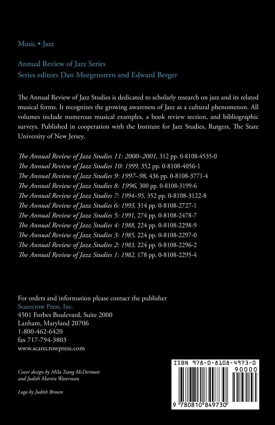 Rückseitencover Annual Review of Jazz Studies 8