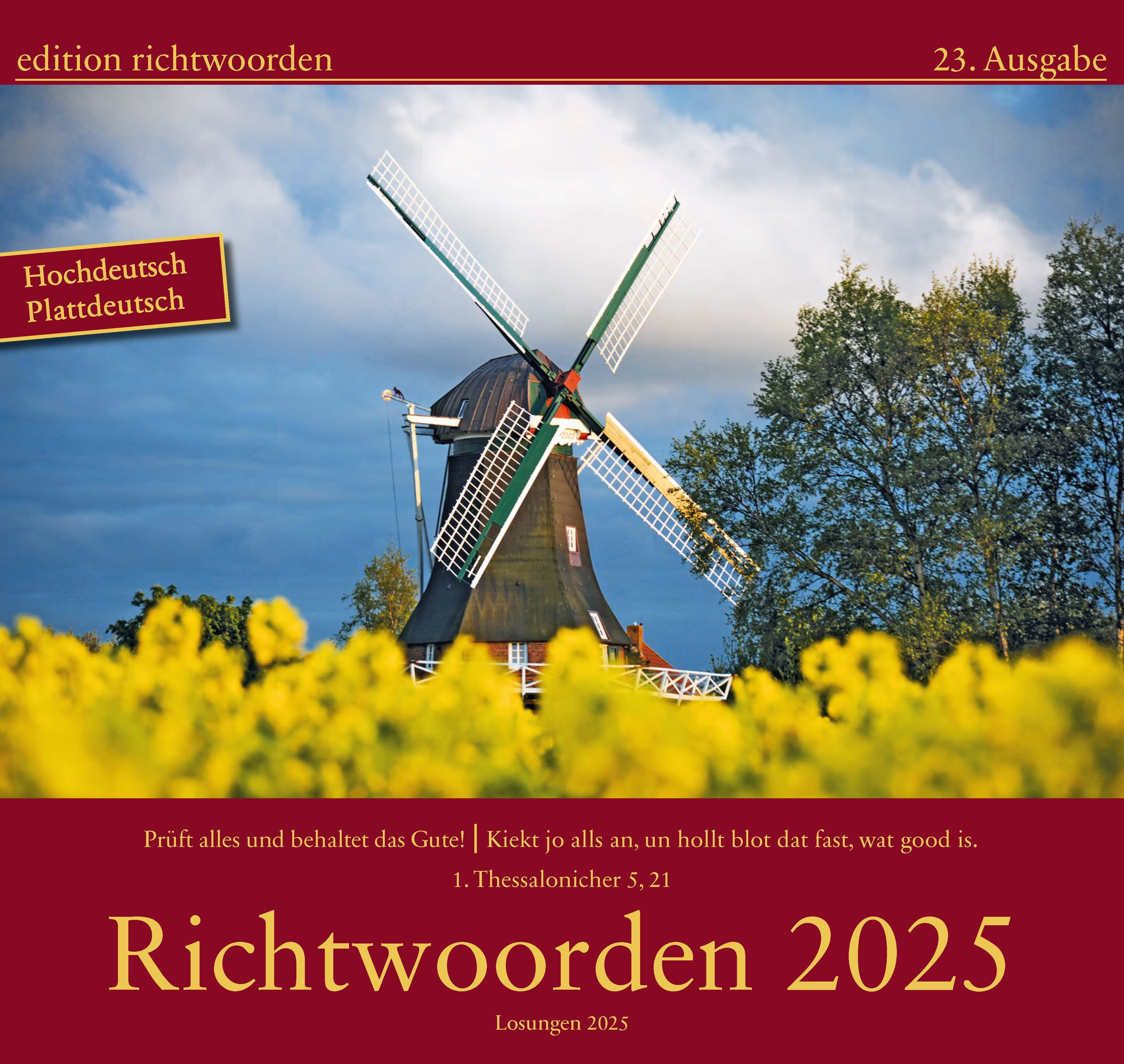 Vorderes Coverbild Richtwoorden Kalender 2025
