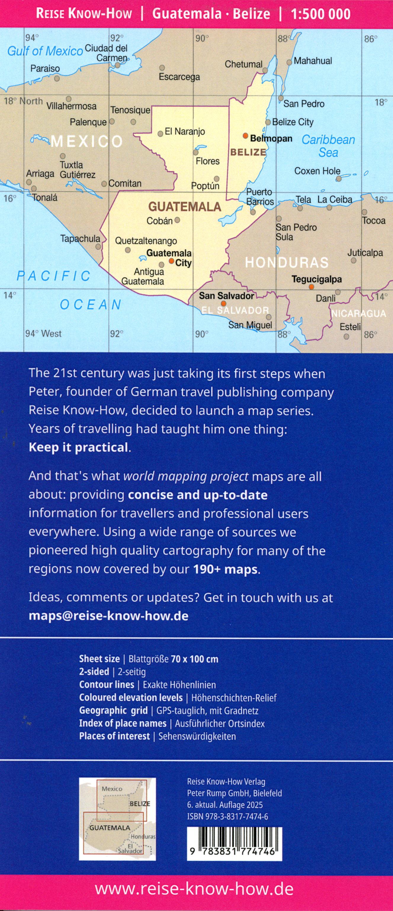 Beispielinhalt (Bild) Reise Know-How Landkarte Guatemala, Belize (1:500.000)