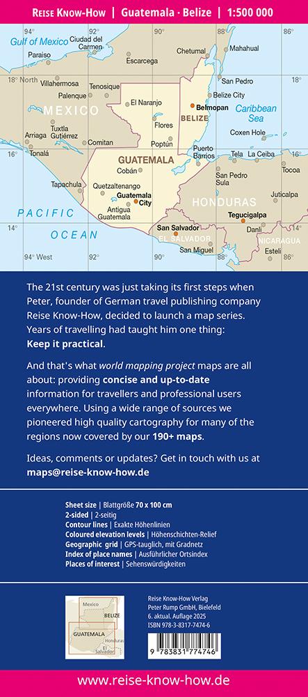 Rückseitencover Reise Know-How Landkarte Guatemala, Belize (1:500.000)