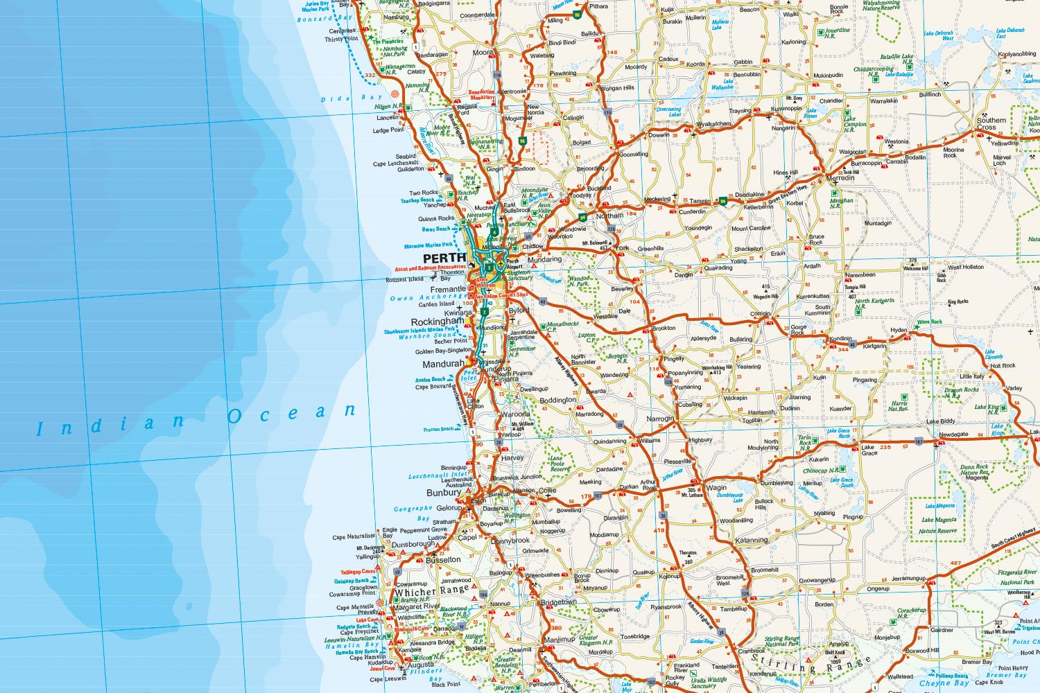 Beispielinhalt (Bild) Reise Know-How Australien, West / Australia, West (1:1.800.000)