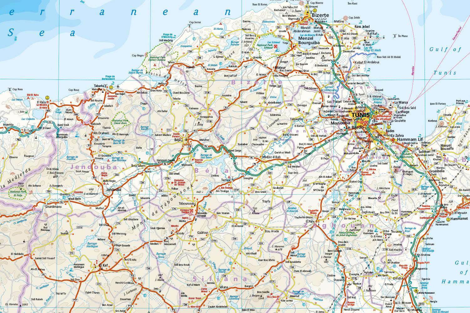 Beispielinhalt (Bild) Reise Know-How Landkarte Tunesien / Tunisia (1:600.000)