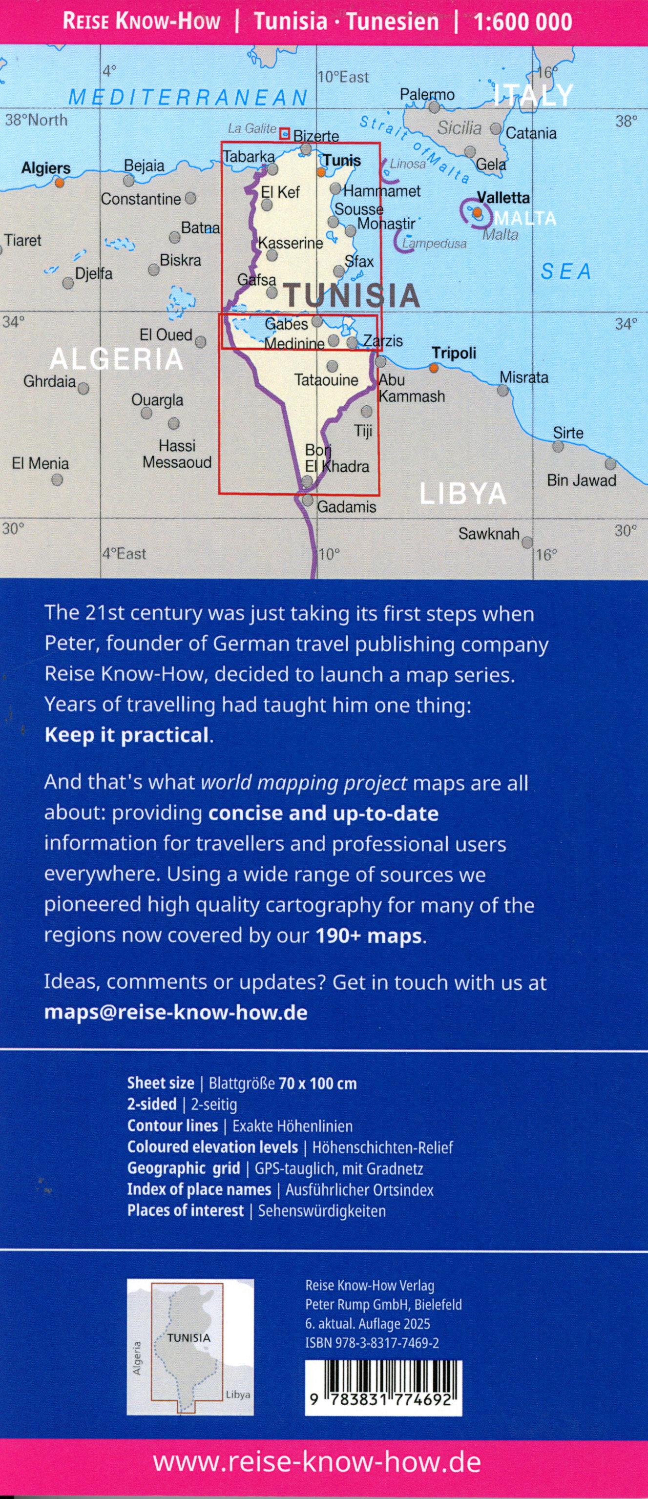 Beispielinhalt (Bild) Reise Know-How Landkarte Tunesien / Tunisia (1:600.000)