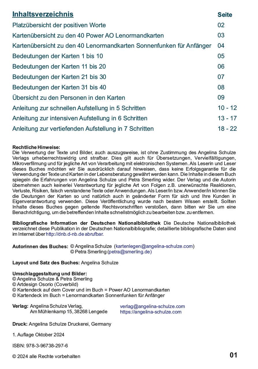 Beispielinhalt (Bild) Lenormand Bildkarten Coaching Anleitungen und Arbeitshilfen für die lösungsorientierte Beratung