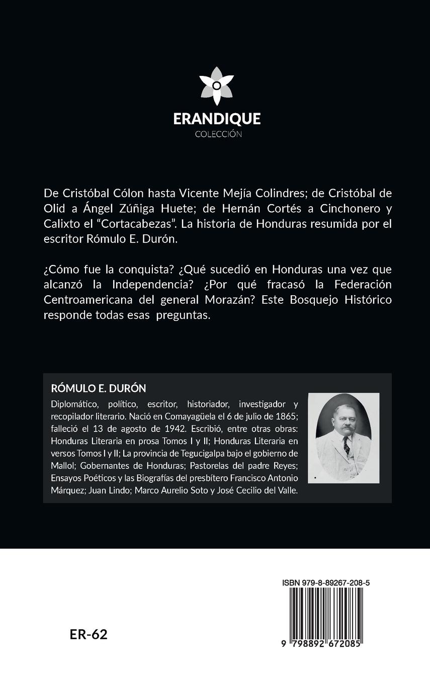 Rückseitencover Bosquejo Histórico de Honduras