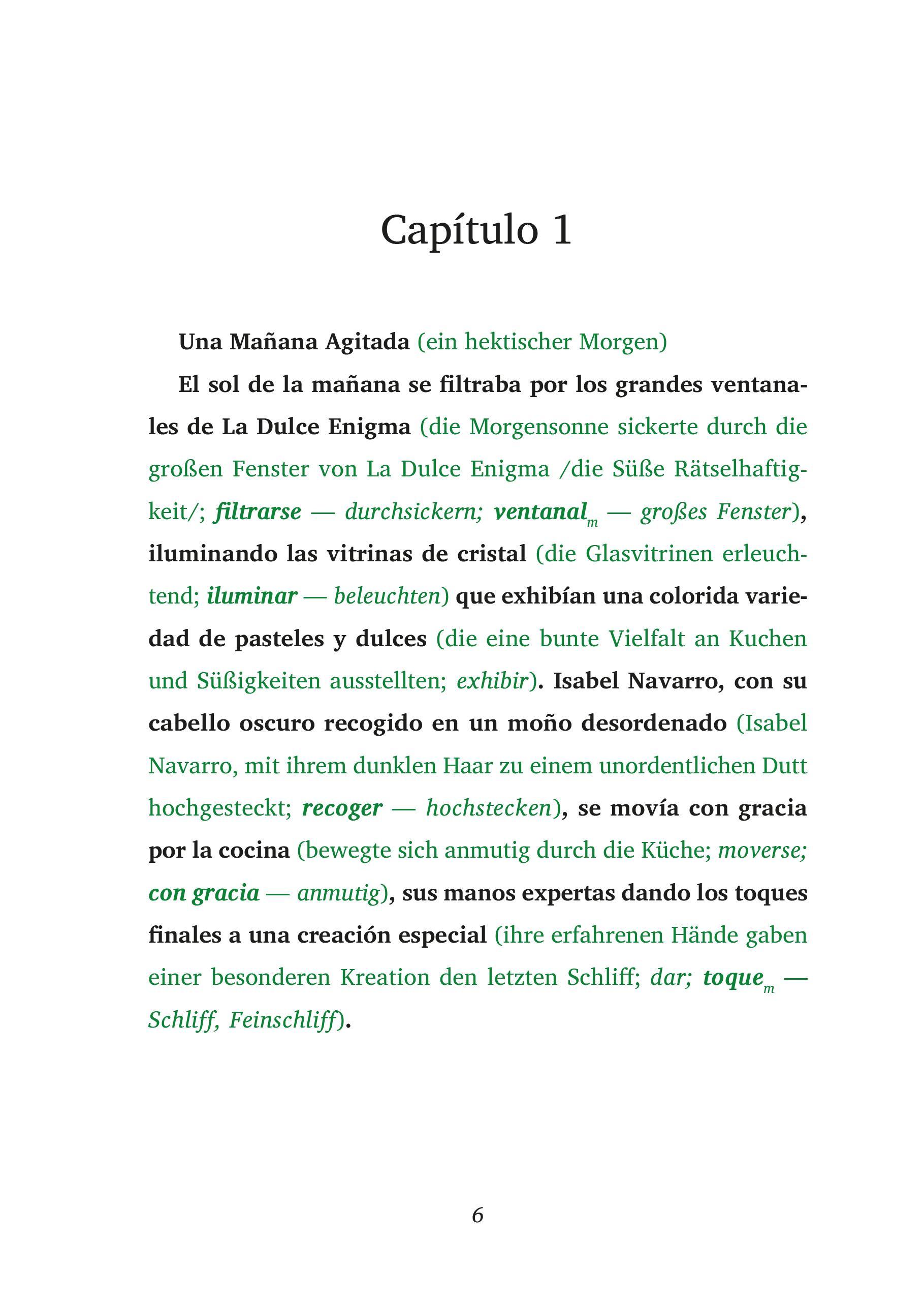 Beispielinhalt (Bild) El Sabor del Silencio - Spanische Krimi-Lektüre A2-B1 (+ Audio-Online)