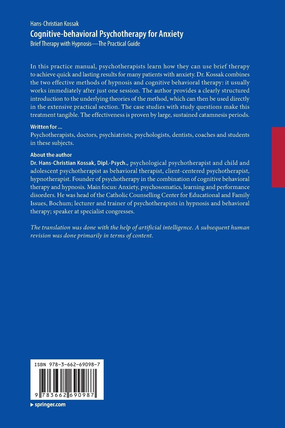 Rückseitencover Cognitive-behavioral Psychotherapy for Anxiety