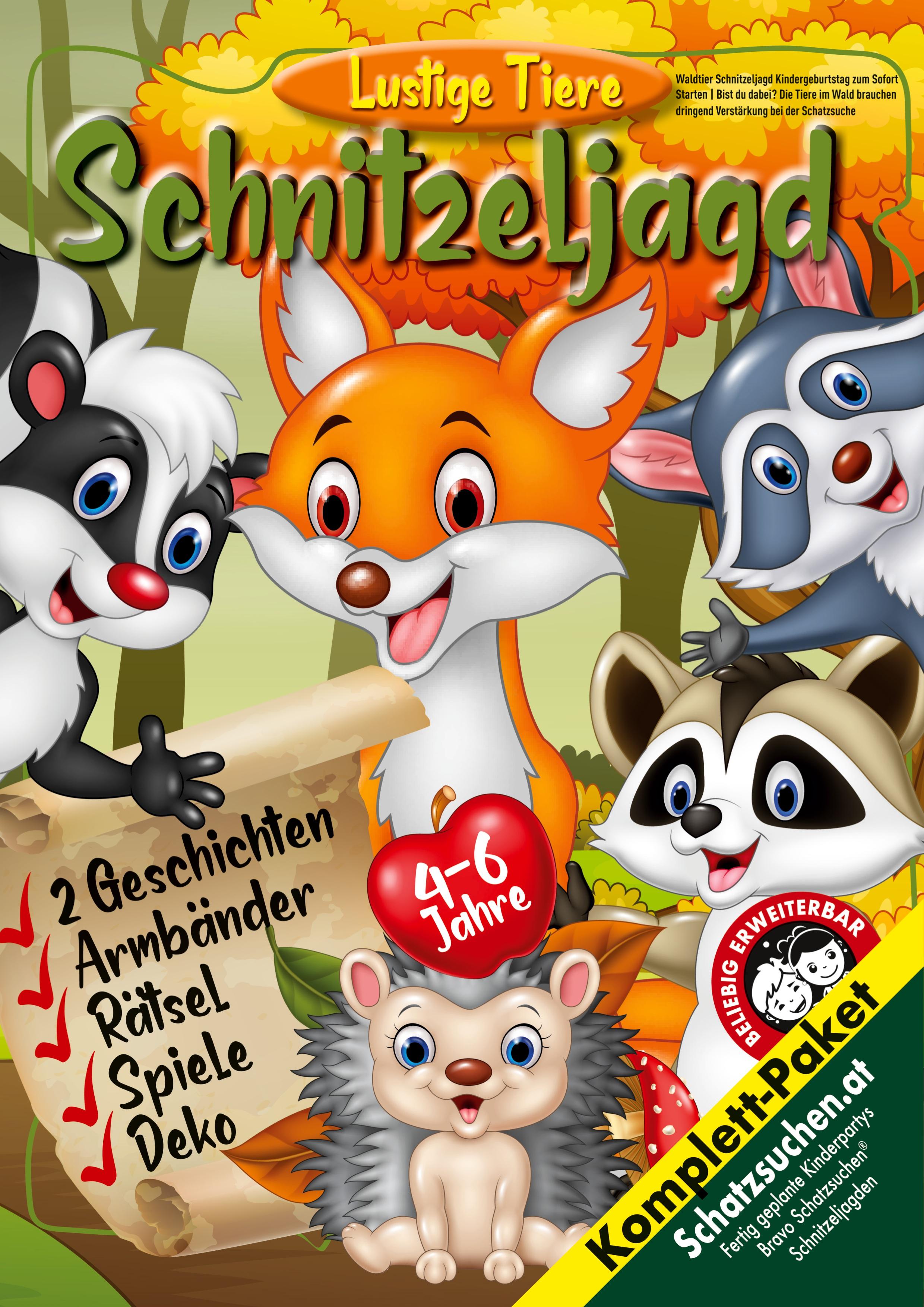 Vorderes Coverbild Waldtier Schnitzeljagd Kindergeburtstag zum Sofort Starten