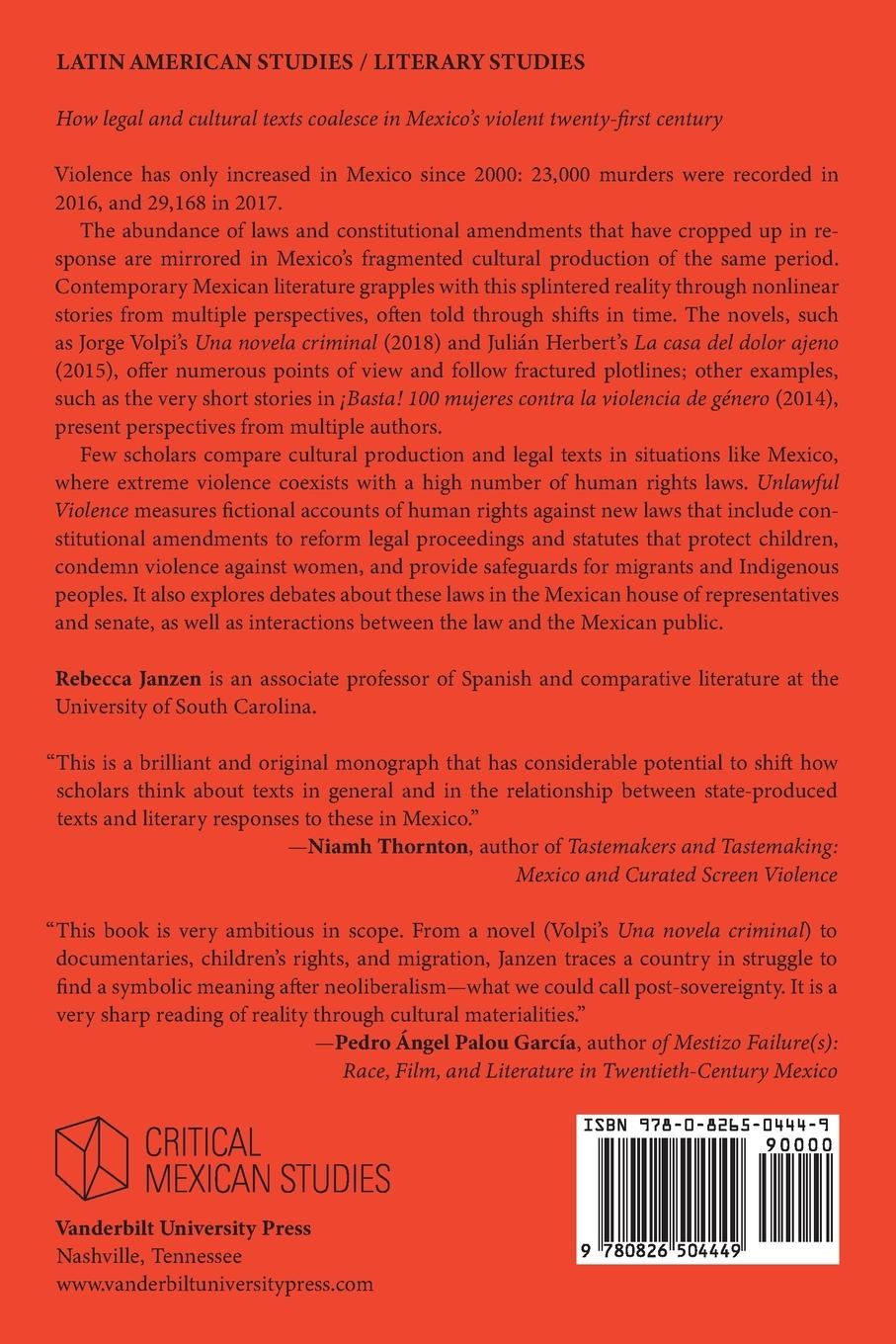 Rückseitencover Unlawful Violence