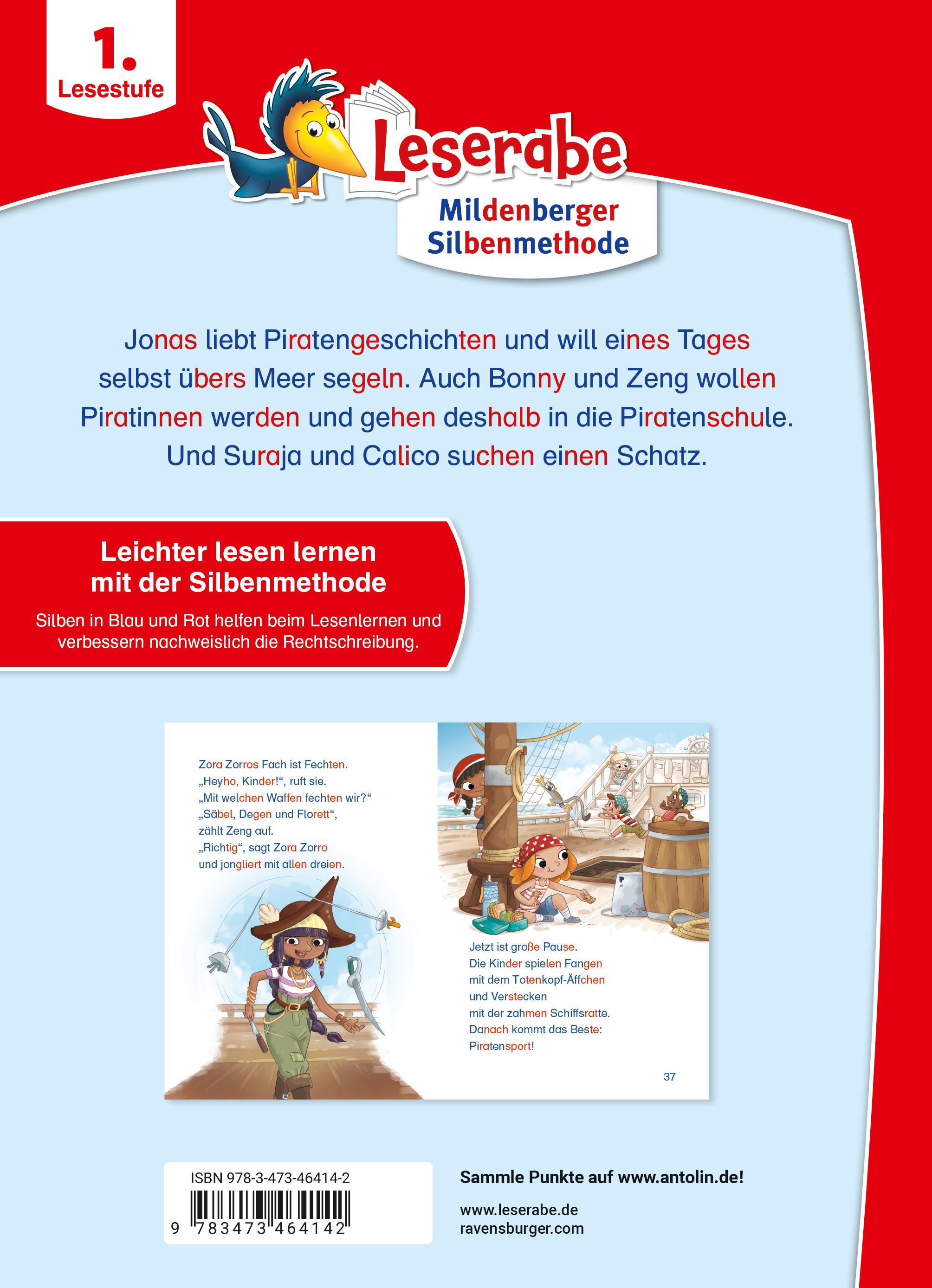 Rückseitencover Leserabe mit Mildenberger Silbenmethode - Wilde Piratenabenteuer