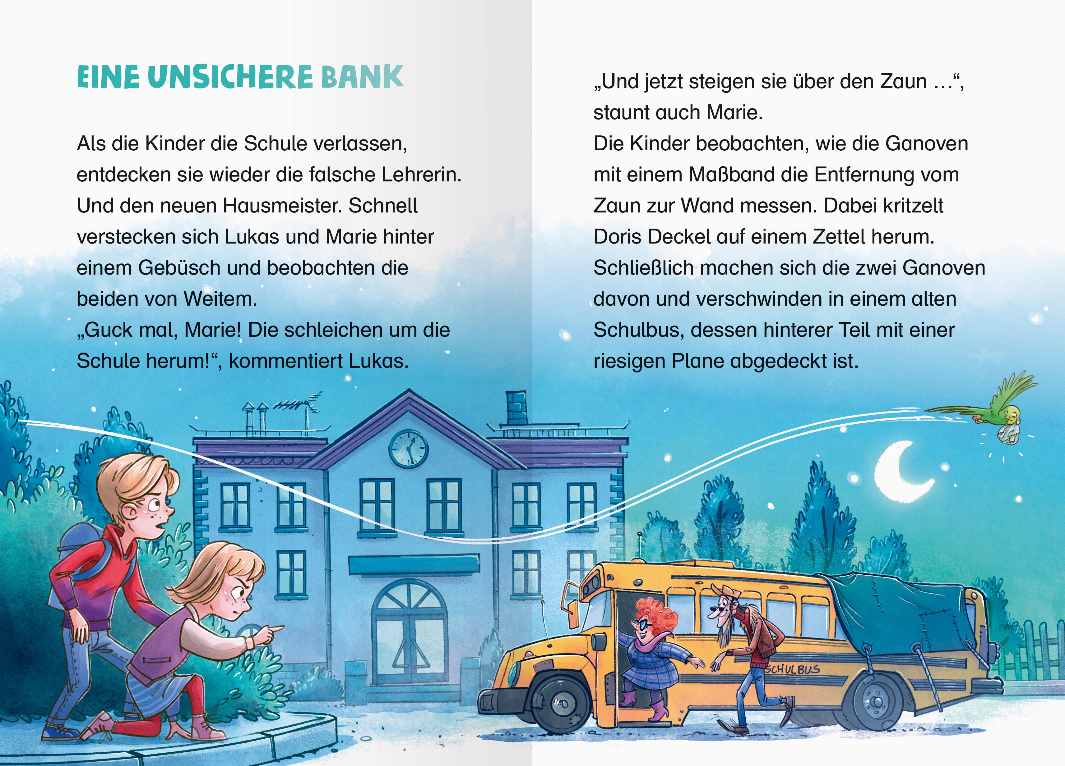 Beispielinhalt (Bild) Die Jagd nach dem magischen Detektivkoffer, Band 6 - Schurken in der Schule
