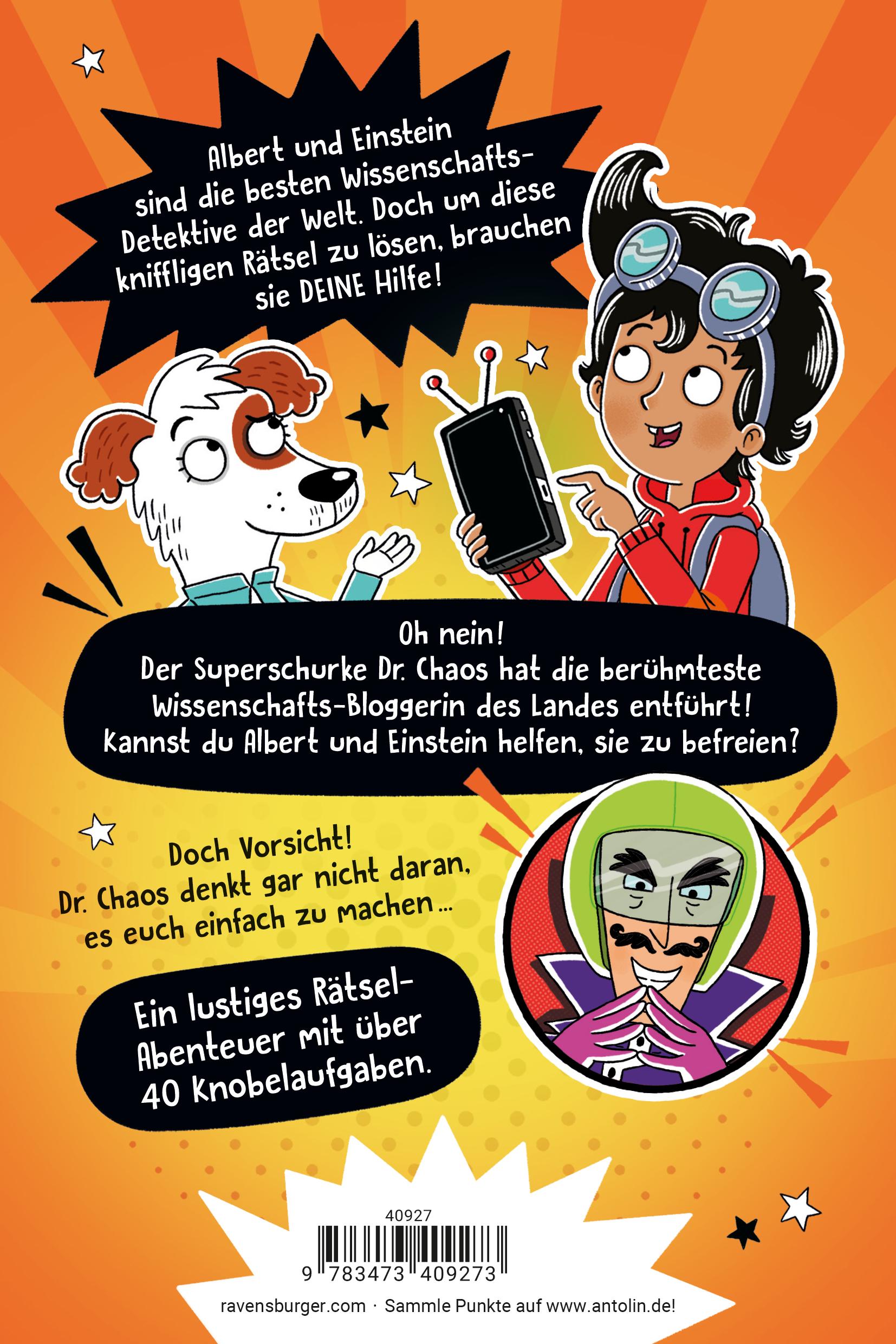 Rückseitencover Albert & Einstein, Band 1 - In den Fängen von Dr. Chaos