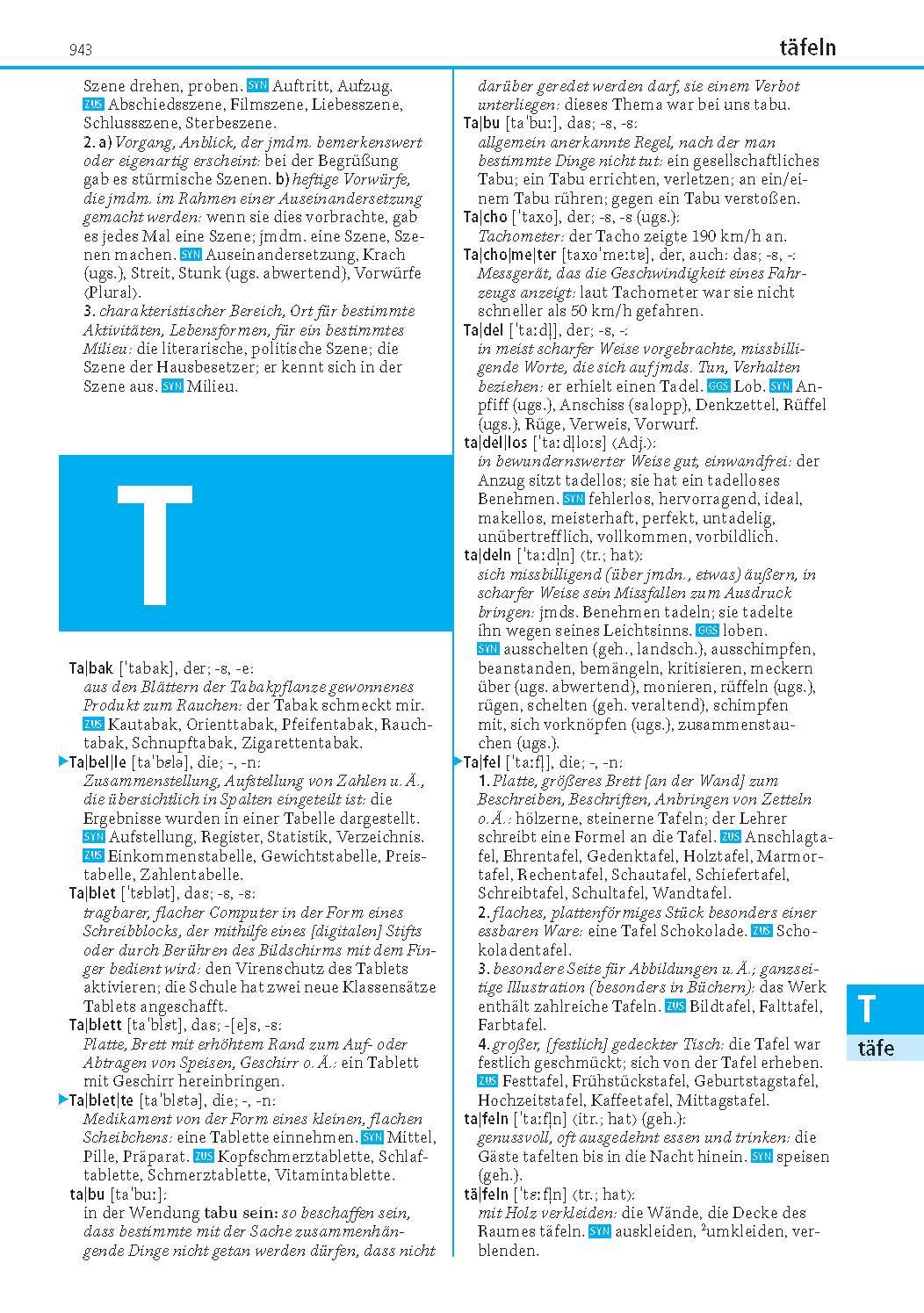 Beispielinhalt (Bild) Das Bedeutungswörterbuch