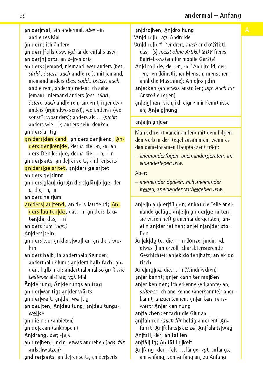 Beispielinhalt (Bild) Der kleine Duden - Deutsche Rechtschreibung