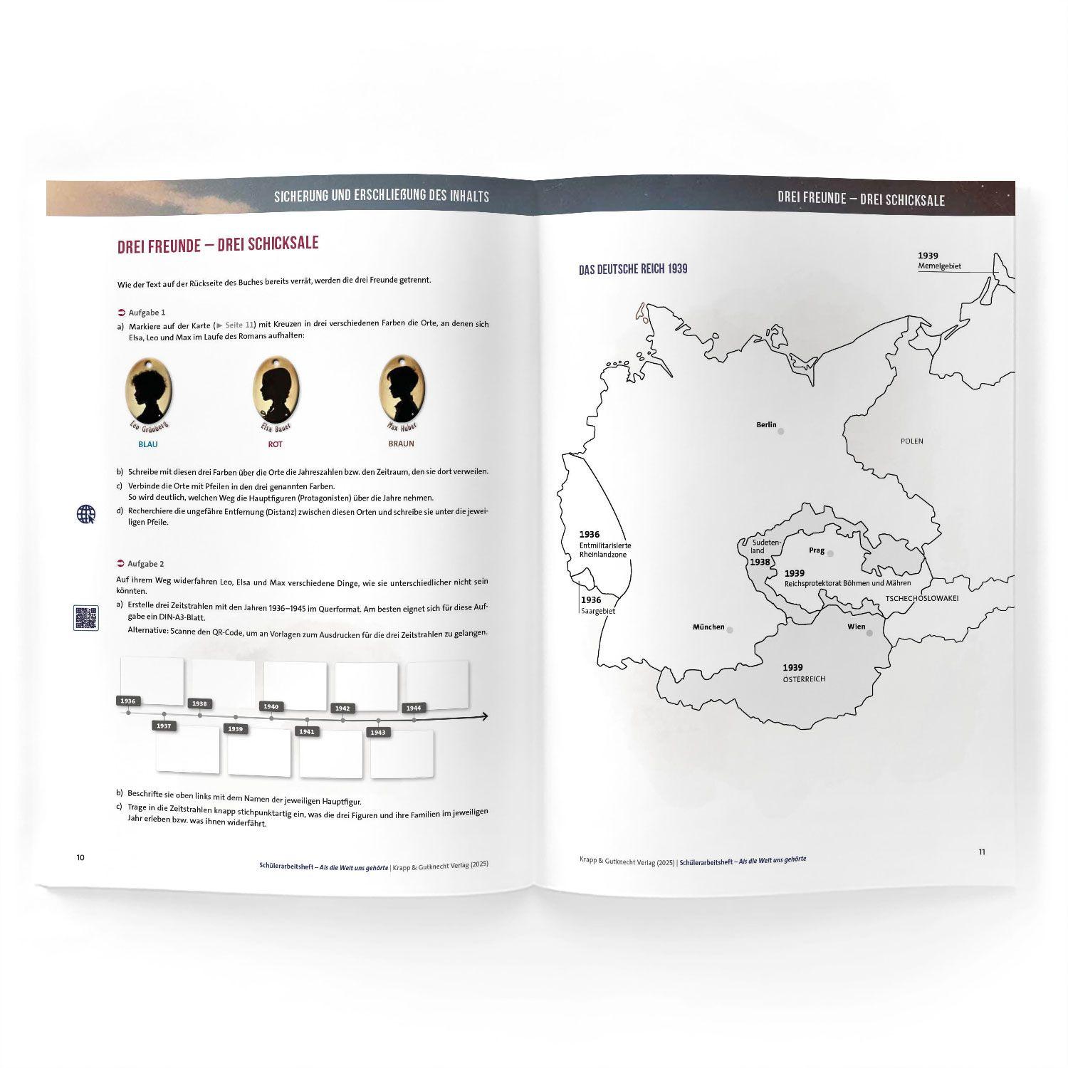 Beispielinhalt (Bild) Als die Welt uns gehört - Liz Kessler - Schülerarbeitsheft