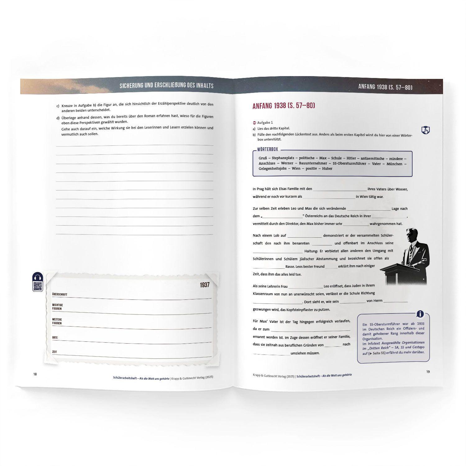 Beispielinhalt (Bild) Als die Welt uns gehört - Liz Kessler - Schülerarbeitsheft