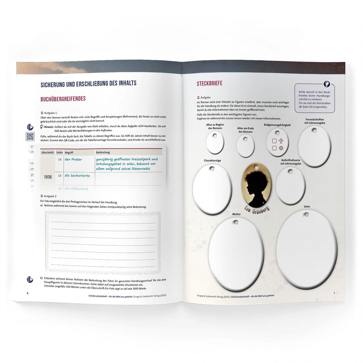 Beispielinhalt (Bild) Als die Welt uns gehört - Liz Kessler - Schülerarbeitsheft