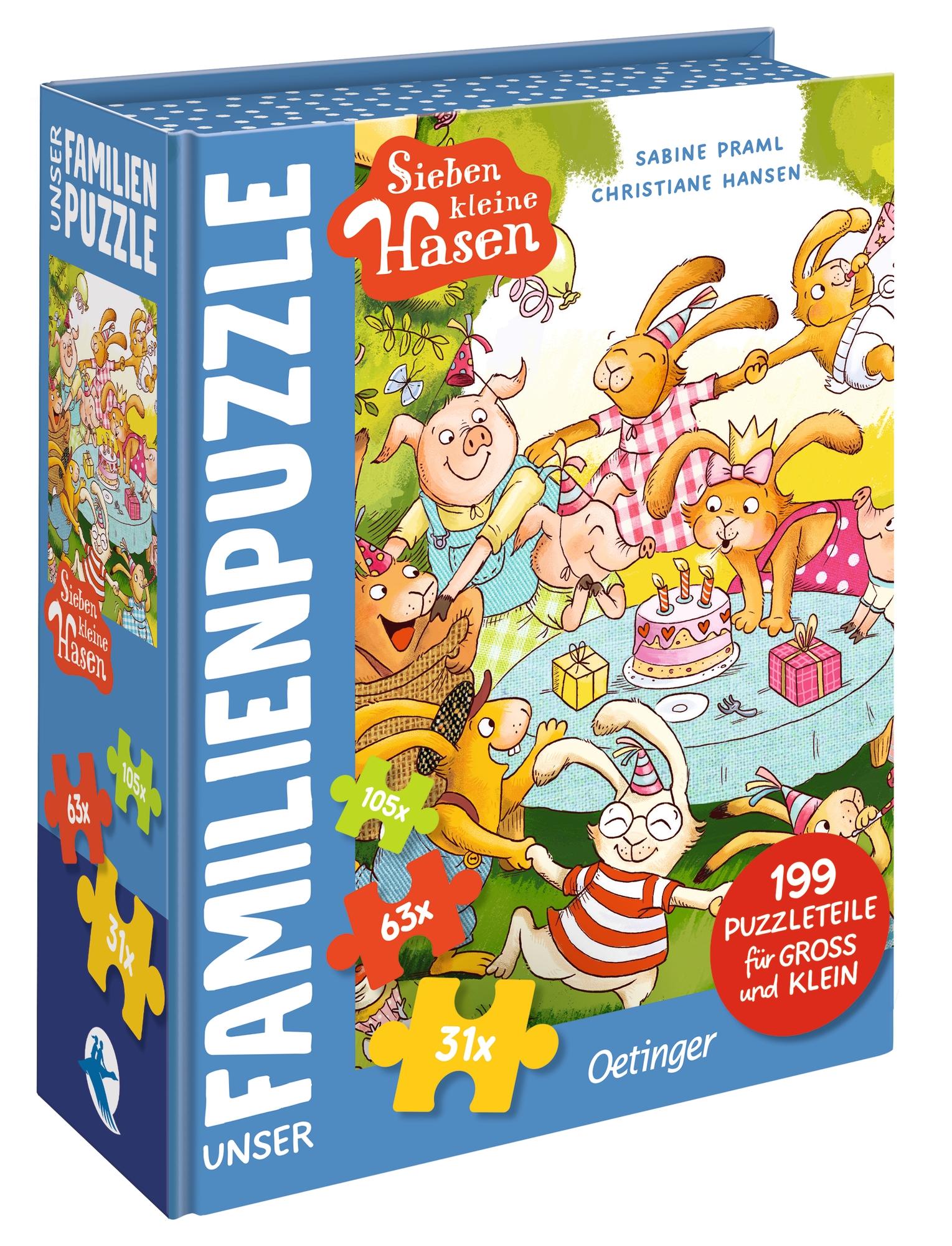 Vorderes Coverbild Sieben kleine Hasen. Unser Familien-Puzzle