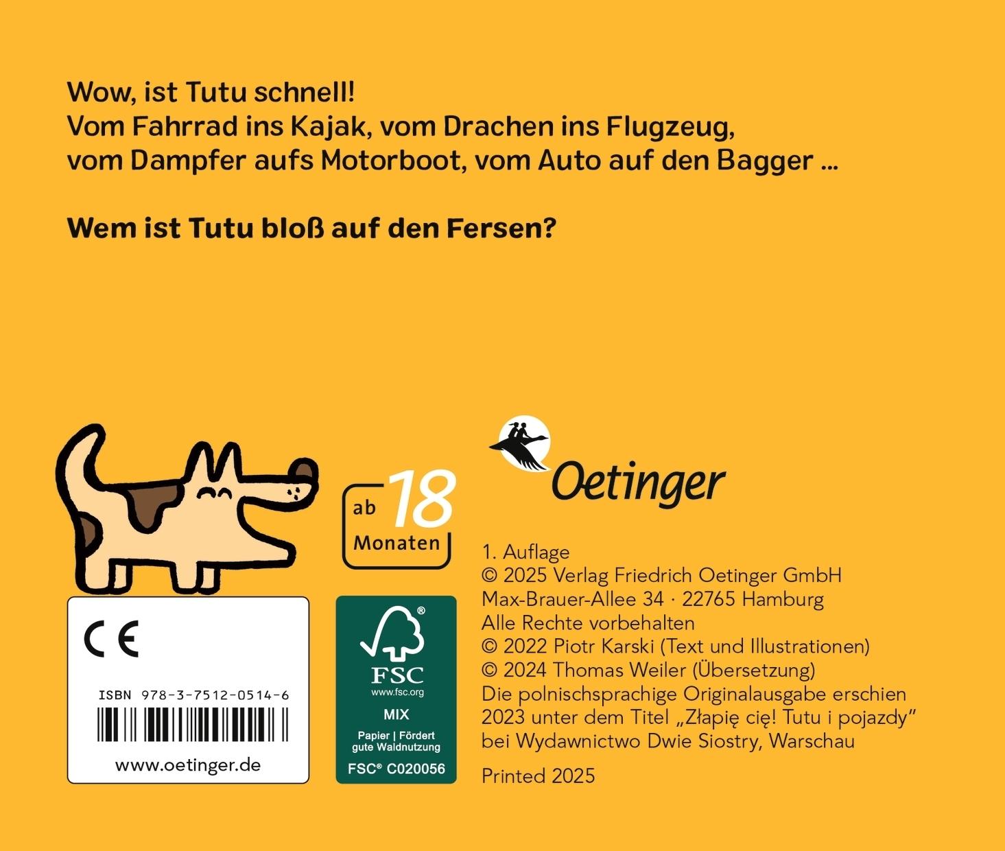 Rückseitencover Fang mich! Tutu und die Fahrzeuge